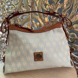 Dooney & Bourke Signature Logo Leather Canvas Shoulder Bag